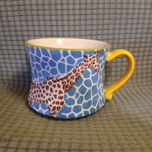 Pier 1 Mosiac Giraffe Blue and Yellow Giraffe 8 oz Mug (011526K)